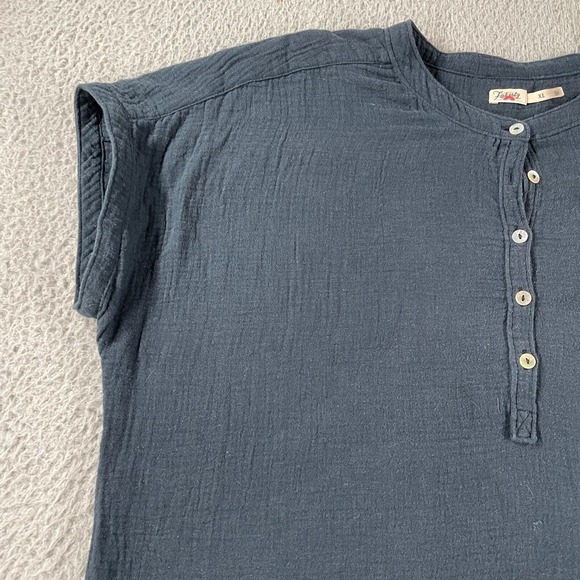 Faherty Dream Cotton Gauze Desmond Shirt Top Women XL Washed Blue Organic Summer - Picture 2 of 10